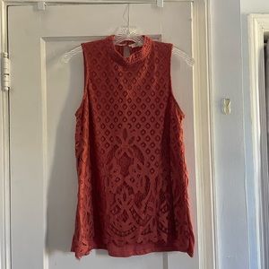 Rewind Eyelet Pink Halter Tank